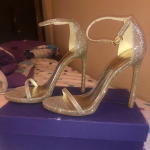 Stuart Weitzman Nudist Platinum Lamé